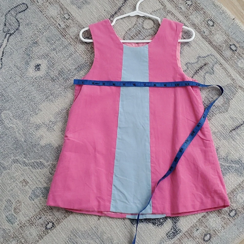 The Beaufort Bonnet Company Girls Pink And Blue Corduroy Jumper Dress Sz3T